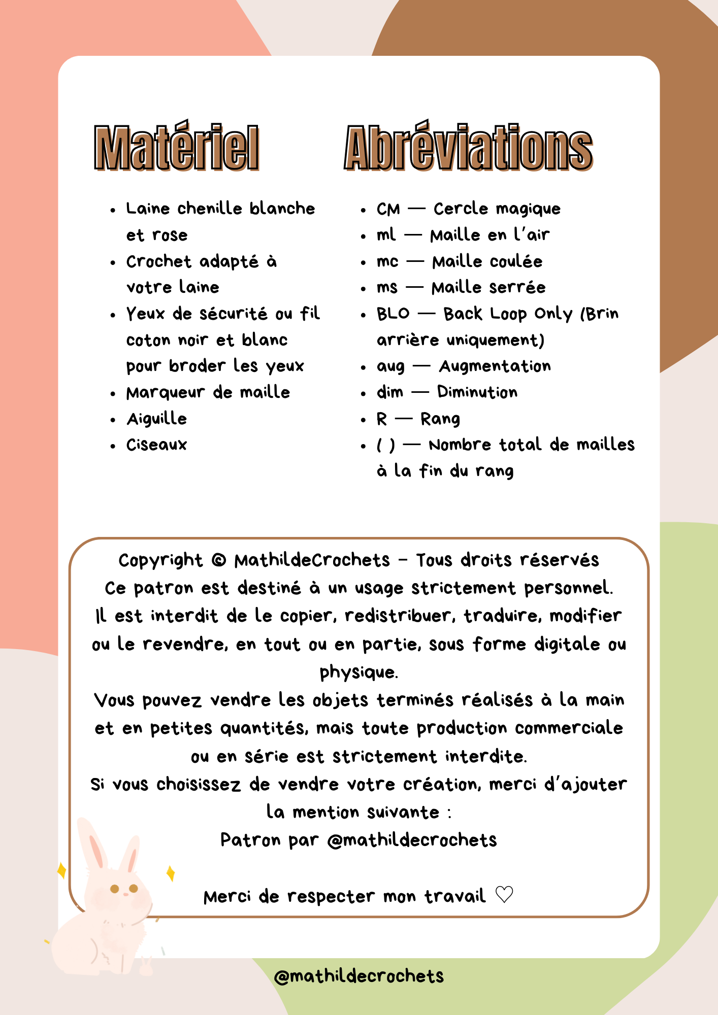 Patron du Lapin pompom 🐰