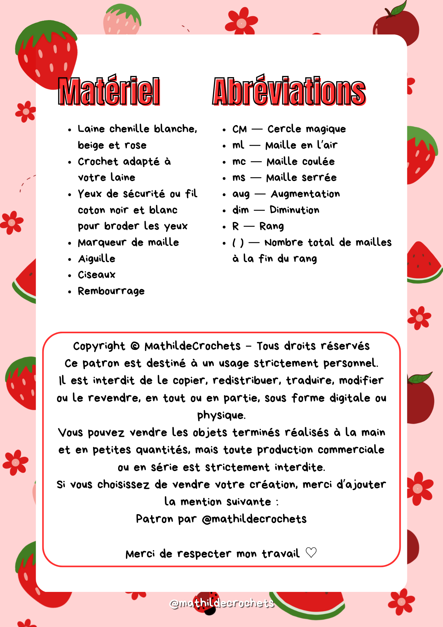 Patron de Mimi la vachette fraise 🍓🐮